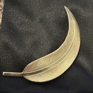 Gold Feather Brooch Pin